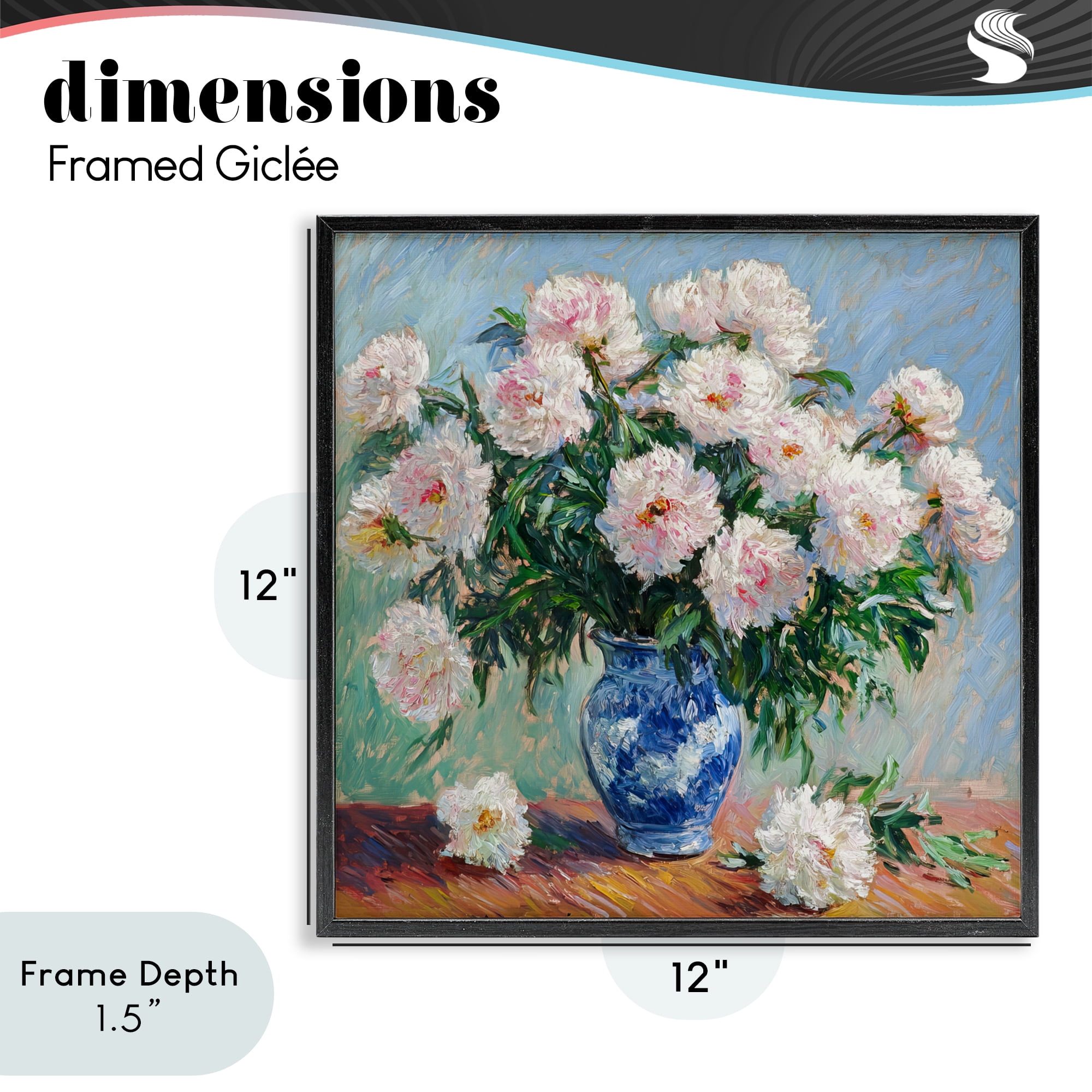 Stupell Industries Peonies in Blue Vase Black Framed Giclee Art, design by Tina LeCour