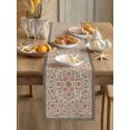 thumbnail image 3 of Bohemia Table Runner 90 Inches Long,Retro Farmhouse Ethnic Flowers Pattern Boho Cotton Linen Table Runners Dresser Scarves,Fabric Tabletop Scarf Furniture Cover for Home Dinner Party 13"x90", 3 of 9