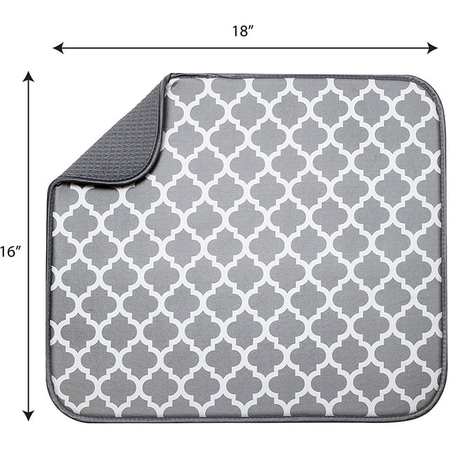 16 Inch x 18 Inch Dish Drying Mats,Reversible Absorbent Microfiber Dish Drying