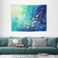 thumbnail image 4 of Dreamy Watercolor Wildflower Tapestry, Gradient Blue Background with Bubbles Wall Hanging, Aesthetic Whimsical Floral Art Tapestry for Bedroom Living Room Dorm, 60x40in, 4 of 7
