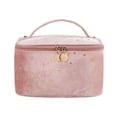 thumbnail image 1 of Bolsa de maquillaje de terciopelo con asa, bolsas de cosméticos con soporte para brochas de maquillaje, bolsa de maquillaje de viaje para mujeres, rosa, 1 of 5