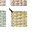 thumbnail image 3 of Creative Co-Op Light Hue Cotton Crocheted Pot Holder with Leather Loop, Multicolor, Set of 4, 3 of 4