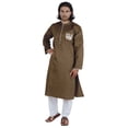 thumbnail image 1 of Atasi Menâ€™s Henley Solid Long Sleeve Kurta Mandarin Collar Ethnic Long Wear, 1 of 7
