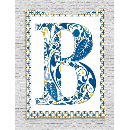 Letter B Tapestry European Art Elements Floral B Letter In