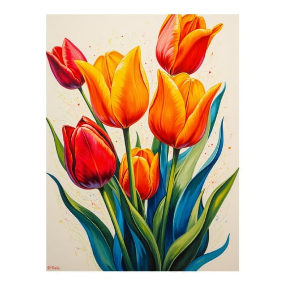 Diamond Art Kits for Adults - 5d Vibrant Tulips Artistic Bouquet Diamond Painting for Adults, Diamond Art for Adults Beginners, Diamond Painting Kits for Adults for Home Wall Decor