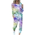 thumbnail image 2 of Limited Time Deal kttectoa Outfits for Women Retro Casual Outfits Womens Fashion Fall Winter Sets Leaves Print Long Sleeve Crew Neck Pullover Tops and Pants Sweatsuits for Women Set 2 Piece, 2 of 5