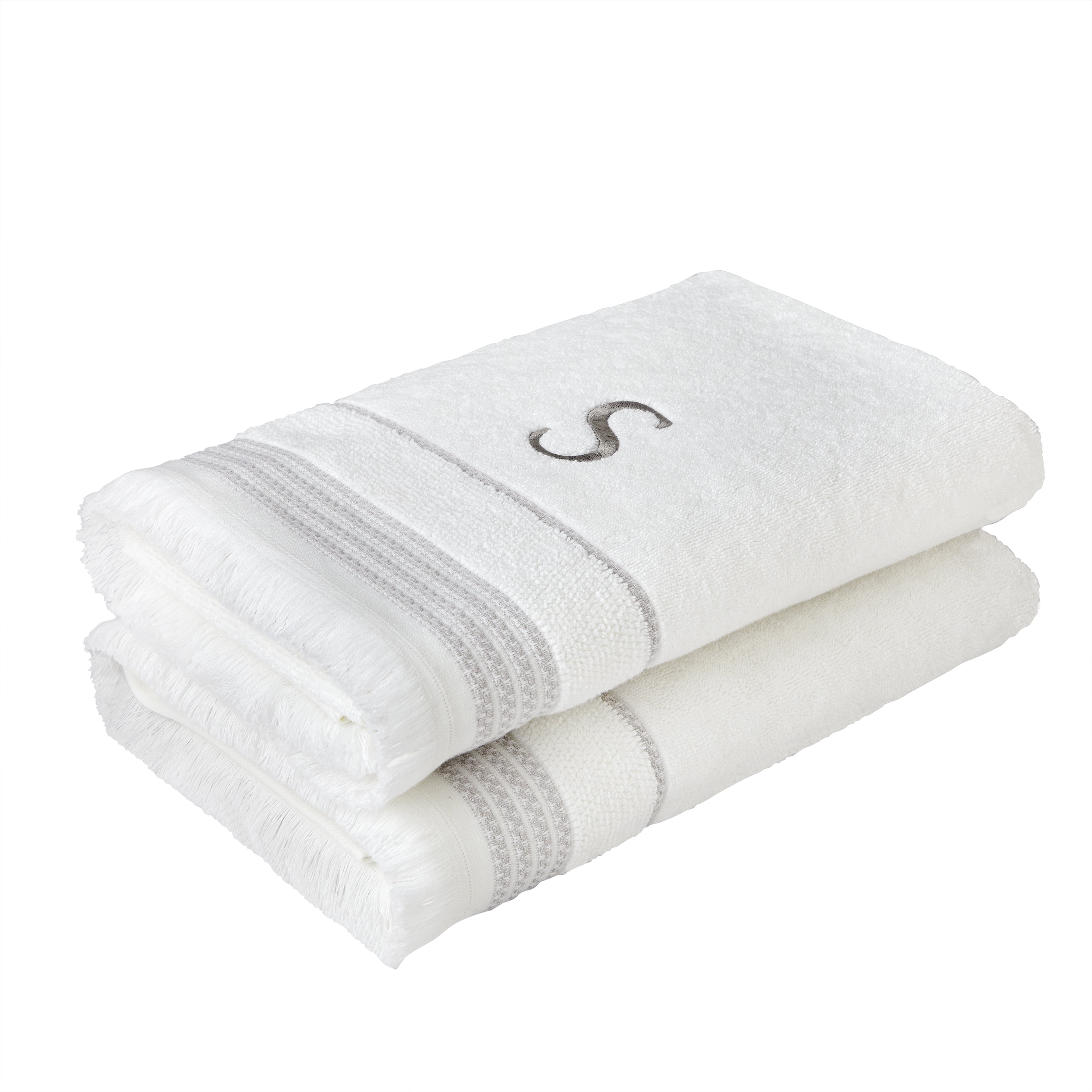 SKL Home Casual Monogram Bath Towel, "S", White