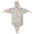 thumbnail image 2 of Dailycode Wearable Blanket Hoodie Oversized Sherpa Flannel Blankets with Pocket for 3-14 Year Old Coconut Tree and Fruit, 2 of 7