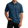 thumbnail image 2 of Zimjoy Men's Cotton Polo Shirts 3-Button Henley Neck Short Sleeve T Shirts Summer Casual Classic Tops, Navy L, 2 of 6