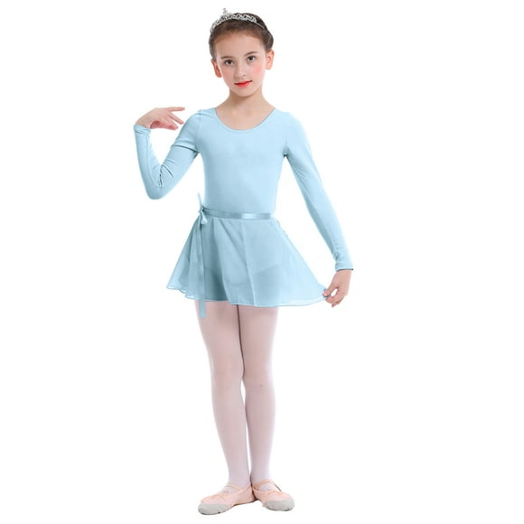 HAWEE Ballet Leotard for Toddler Girls Ballerina Dance Ruffle Long Sleeve Tutu Skirted Ballet Gymnastics Outfit Dress
