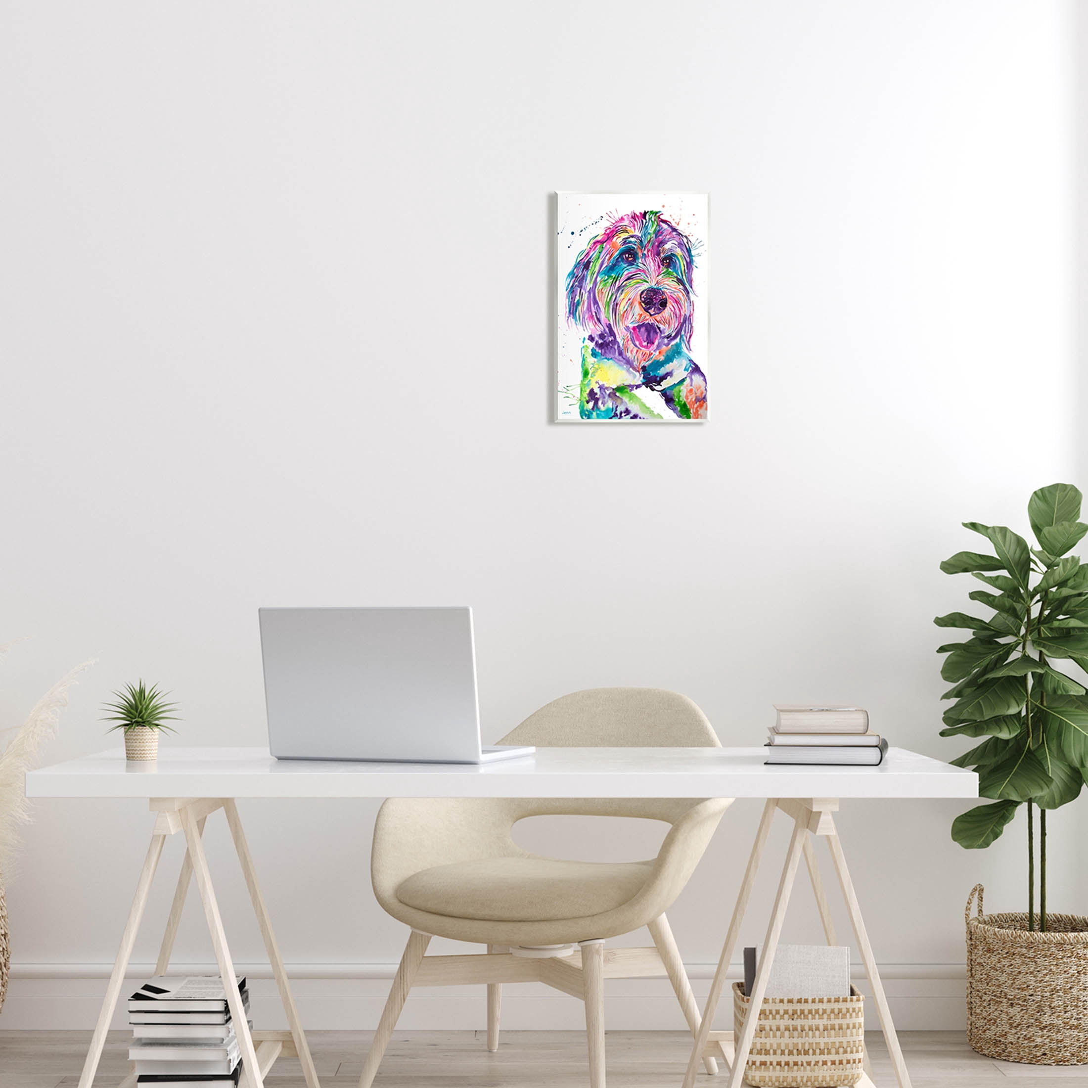 Smiling Terrier Modern Vivid Dog Animals & Insects Graphic Art Unframed Art Print Wall Art