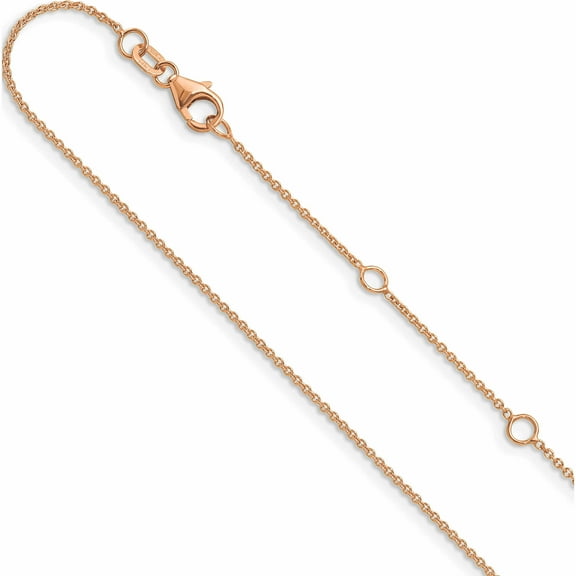 14K Rose Gold Jbsp's 1.25mm Round Cable 1In 1In Adjustable Chain (18 X 1.25) Made In Italy 1383-16 2