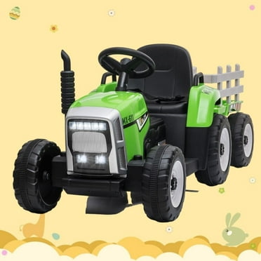 12V Electric Kids Ride On Tractor with Trailer Detachable w/ Remote Control