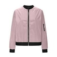 thumbnail image 4 of DDAPJ pyju Women's Bomber Jacket Zip Up Waterproof Windbreaker Outerwear Lightweight Fall Flight Jackets with Pockets Pink L, 4 of 9