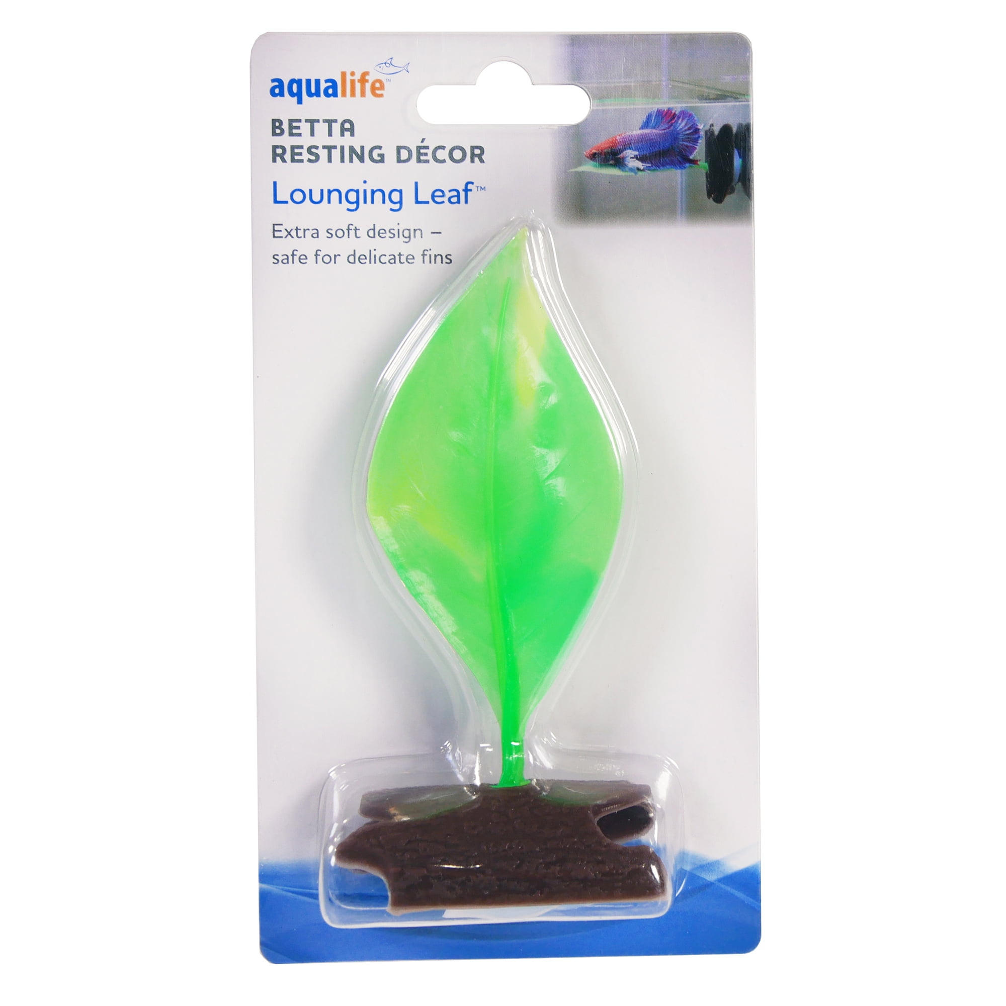 (2 pack) Penn-Plax Soft Silicone Lounging Green Leaf - Betta Resting Aquarium Decor - 5" x 2" x 1.50"
