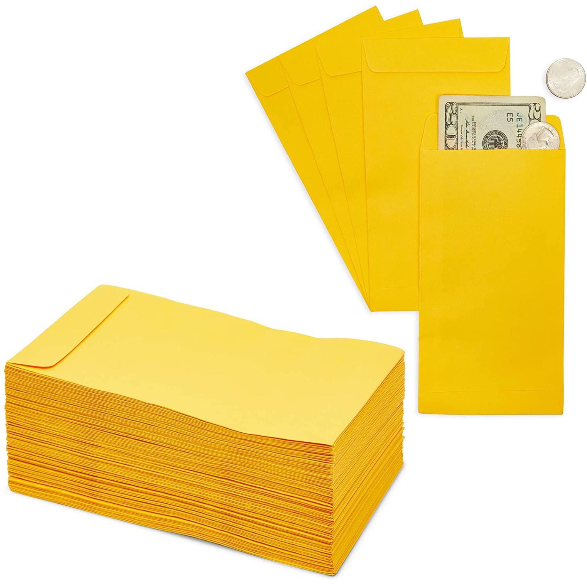 Pack of 55 Currency Envelopes No Money Envelopes for Cash & Coin 28 lb Brown Kraft Paper 7 Coin Envelopes Gummed Flap
