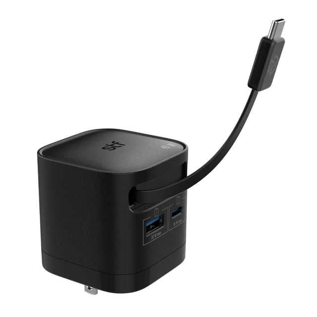 Cargador rápido Retráctil: 45W, Tecnología GaN, Cable Tipo C marca STF