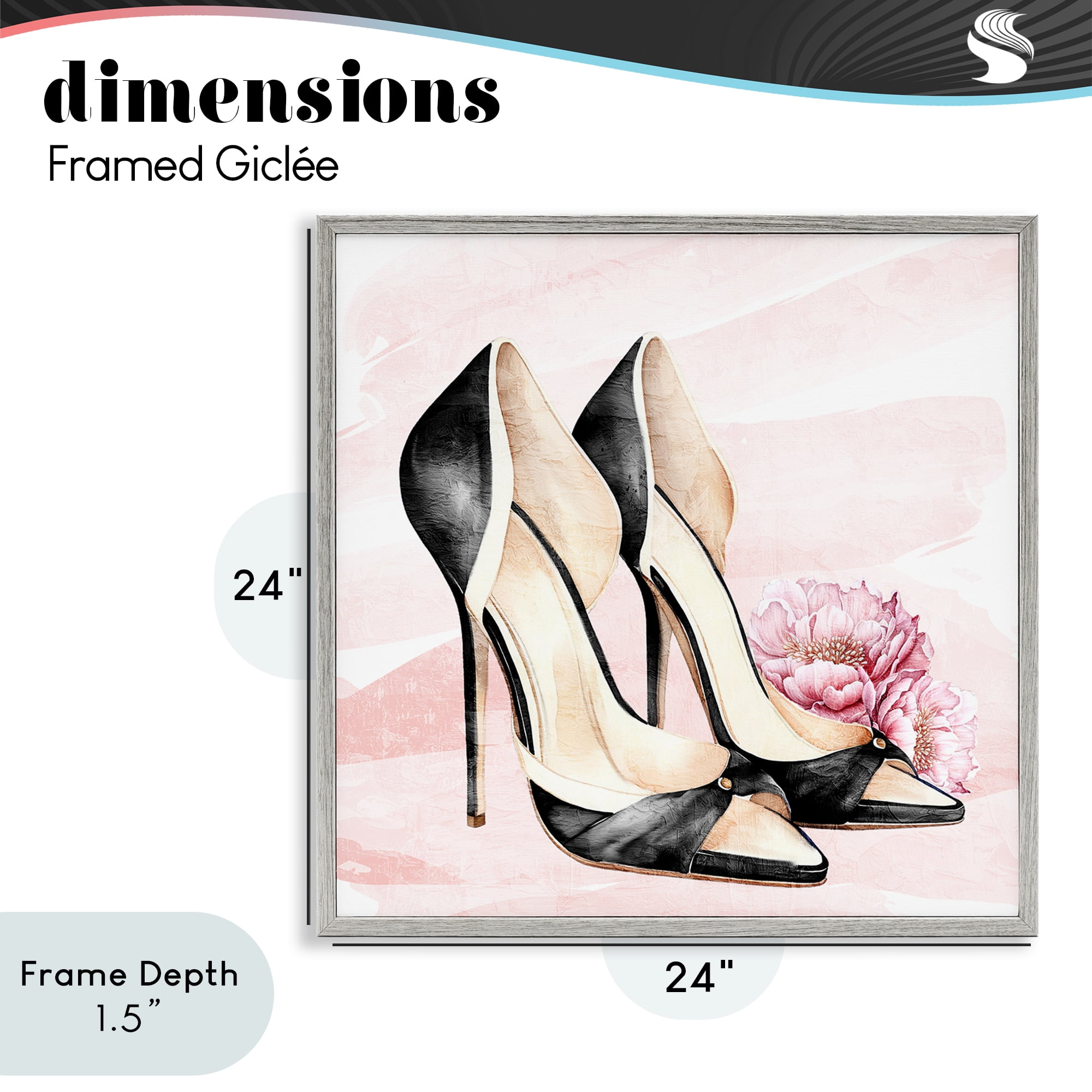 Stupell Industries Blush Glam Time Shoes Gray Framed Giclee Art, design by Kim Allen