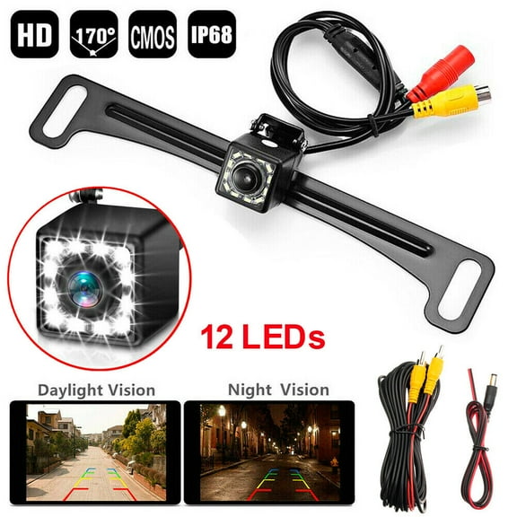 170° Car Rear View Backup Camera License Plate Reverse 12 LED Night Vision IP68