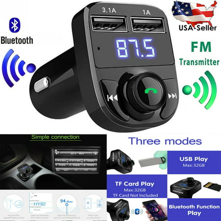 MaximalPower Bluetooth FM Transmitter Wireless In-Car Music Adapter Hands-Free Calling Car Kit Stereo Receiver Modulator with TF Card Slot or Cellphone and