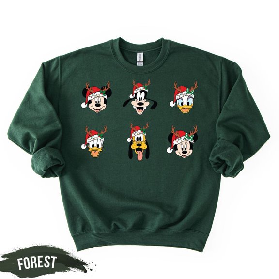 Cartoon Character Sweatshirt: Forest Green Pullover Tshirt All Size S-5XL