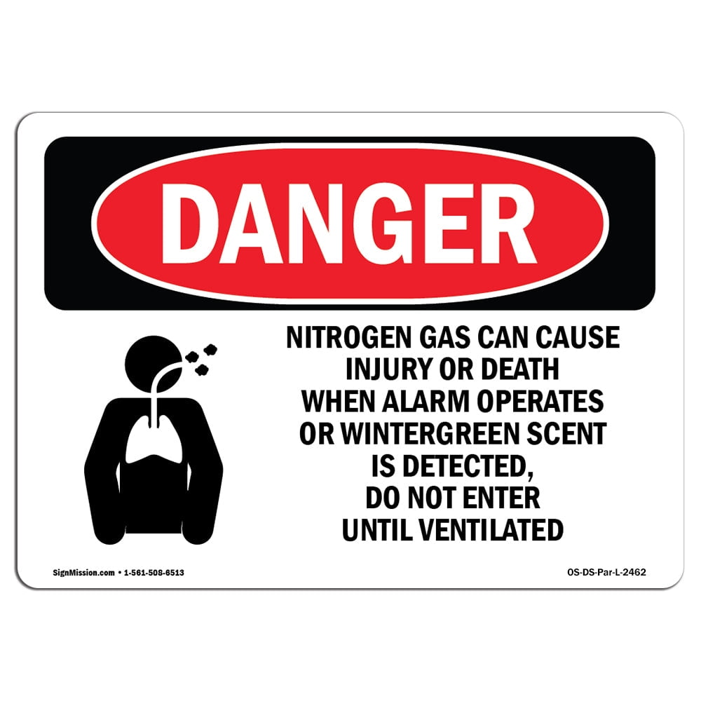 OSHA Danger Sign Nitrogen Gas Can Cause Injury Heavy Duty Sign or