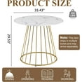 thumbnail image 6 of 35.43" Round Glass Dining Table, Marble Pattern Top and Cage-Like Metal Base, for Kitchen, Dining Room, Small Spaces, 6 of 6