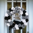 thumbnail image 6 of Hvmvliv Halloween Rose Wreath with Crow and Bow, Front Door Hanging Wreaths for Porch Halloween Decoration Black, 6 of 6