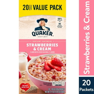 Quaker, Instant Oatmeal, Strawberry & Cream, 1.1 oz, 20 Packets