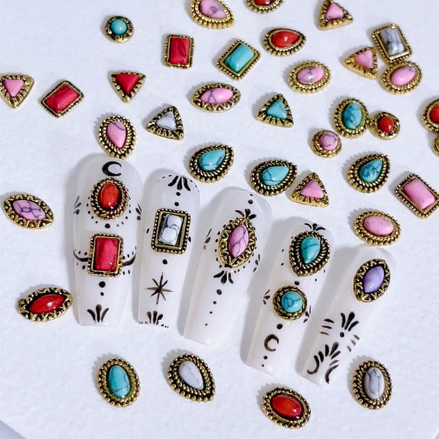 Colgantes para uñas SIXAOAZZ, metal turquesa, vaquero occidental, 50 unidades