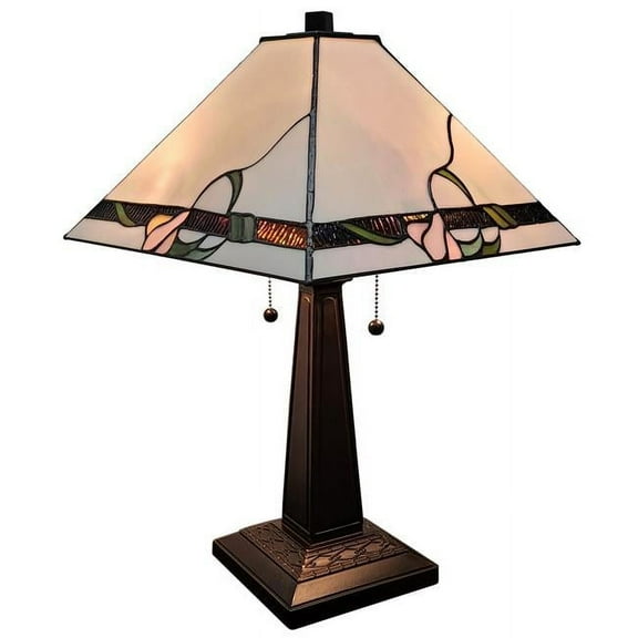 Amora Lighting Tiffany Style 2 Light Mission Table Lamp - 23" Tall