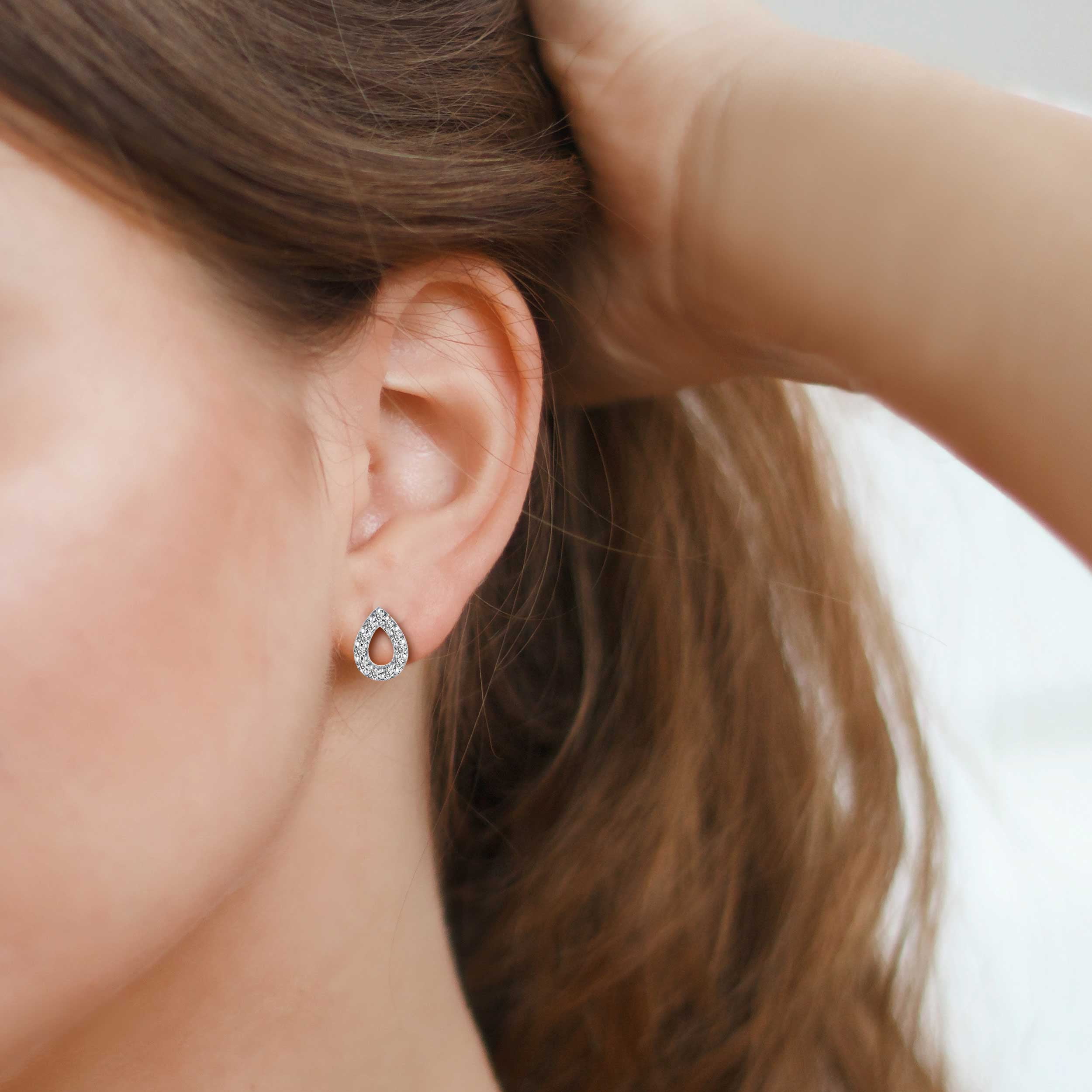 1/4 CTW Real Diamond Stud Earrings set in 925 Sterling Silver