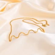 14K Gold Plated Wave Necklace, Dainty Beach Ocean Wave Choker Necklaces for Women, Surfer Boho Summer Necklace Jewelry Gifts