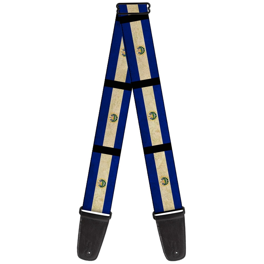 Buckle-Down Guitar Strap, El Salvador Flag Black, 2 Inches Wide