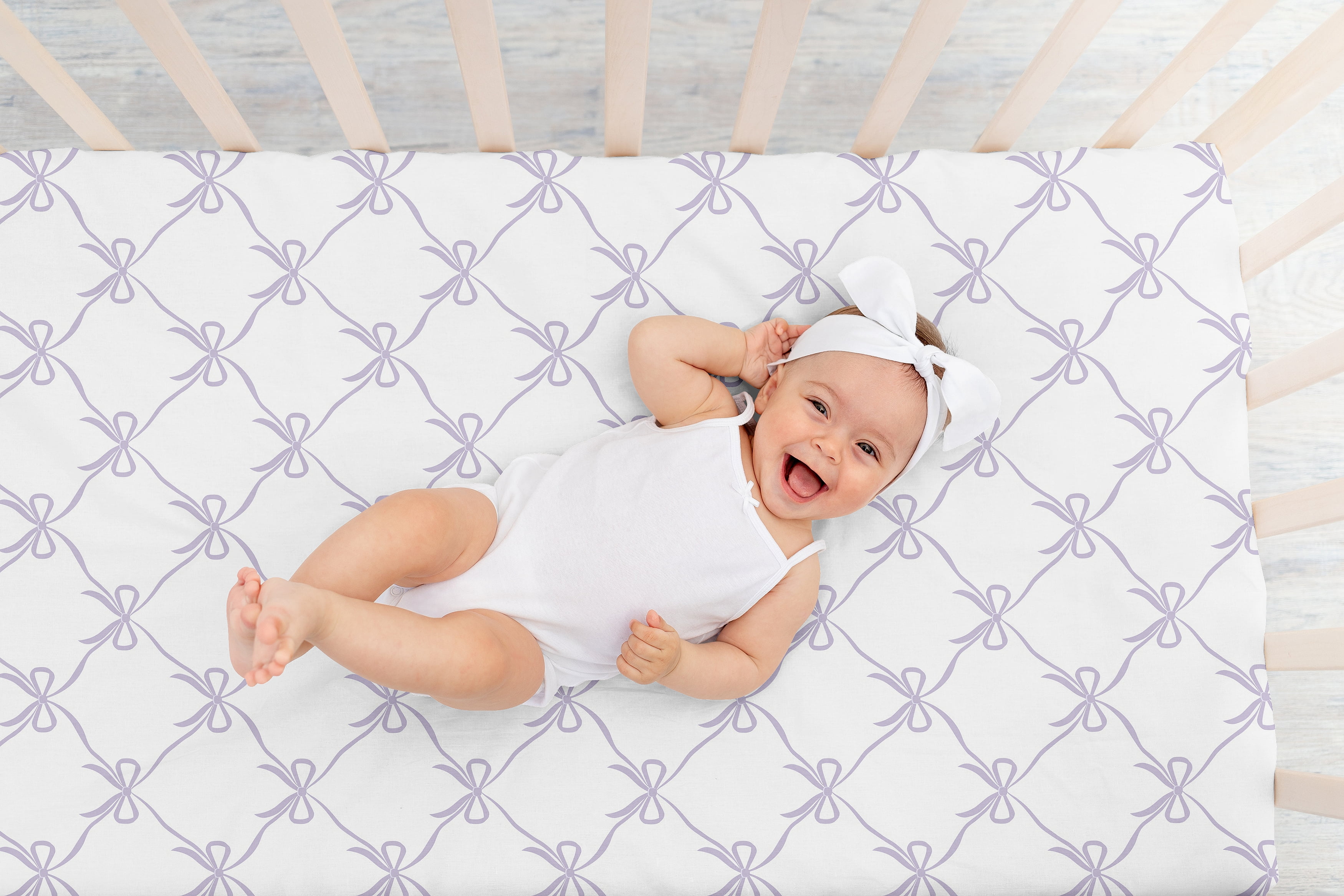 Sweet Jojo Designs Ballerina and Ballet Bows Purple Girls Fitted Crib Sheet
