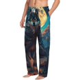 thumbnail image 2 of Goofa Starry Sky Moon Wolf Leader Pattern Printed Soft Pajama Pants for Men, Wide Leg Comfy Casual Lounge Yoga Pants-Small, 2 of 9