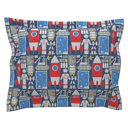 Space Voyage Astronaut Rocket Map Tool Suit Helmet Pillow Sham by Roostery