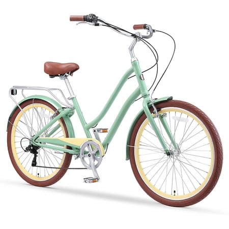 sixthreezero Every journey Women's 7-Speed Bicycle, Step-Through Touring Hybrid Bike, 26 In. Wheels, Mint Green
