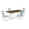 thumbnail image 2 of East West Furniture V-Style 5-piece Dining Set in Linen White/Baby Blue, 2 of 10