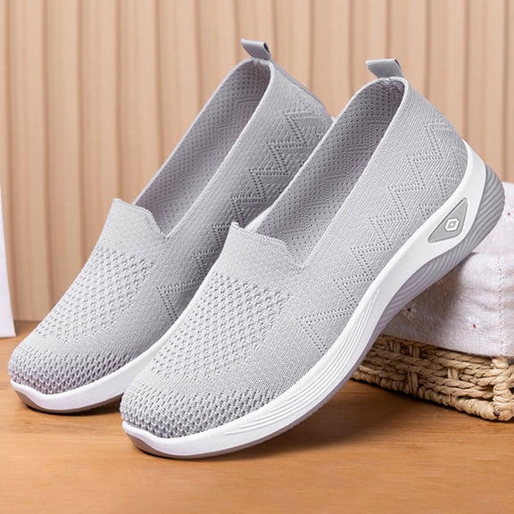 EKVAHL Orthopedic Dress Shoes for Women Arch Support Running Shoes Breathable Non Slip Slip on Volleyball Shoes Knitted Mesh Stretch Comfort New Orthopedic Shoes