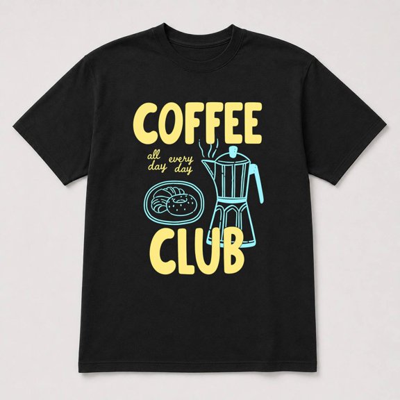 Coffee Club Graphic T-Shirt, Unisex Classic Fit, Cotton-Rich 180 GSM, Casual Everyday Style, Front Print