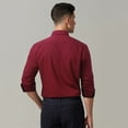 thumbnail image 4 of HISDERN Men Long Sleeve Dress Shirt Casual Button Down Shirt Formal Wedding Slim Fit Shirt Burgundy, 4 of 7