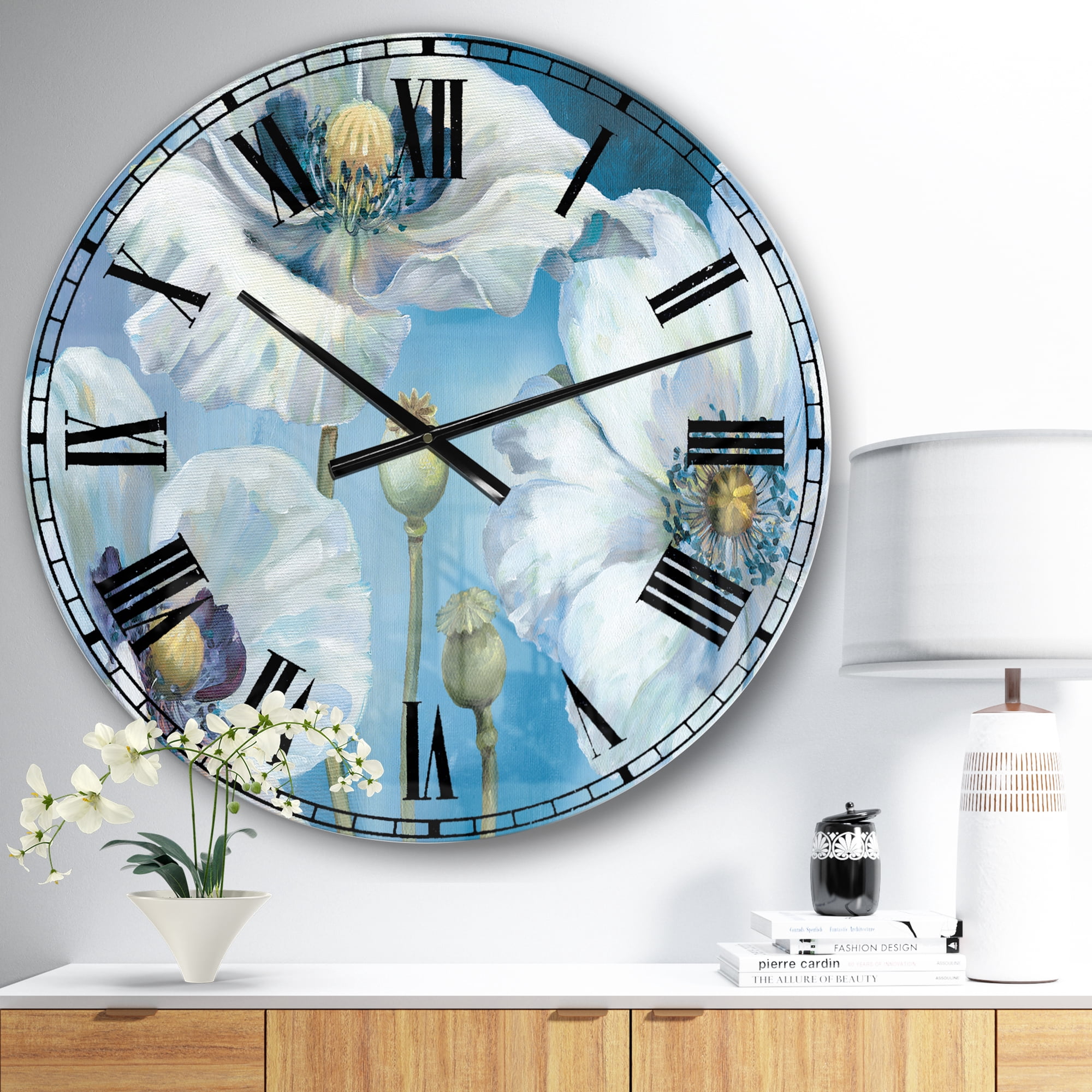 Designart Oversized Multicolor Analog Round Farmhouse Modern Wall Clocks, CLM31123-C23