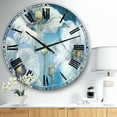 thumbnail image 2 of DesignArt Handpainted White Flower on Blue II Large Wall Clock, 2 of 2
