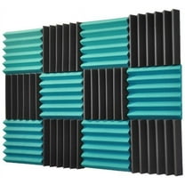 2" Teal & Black Wedge Acoustic Foam Tiles 12 Pack