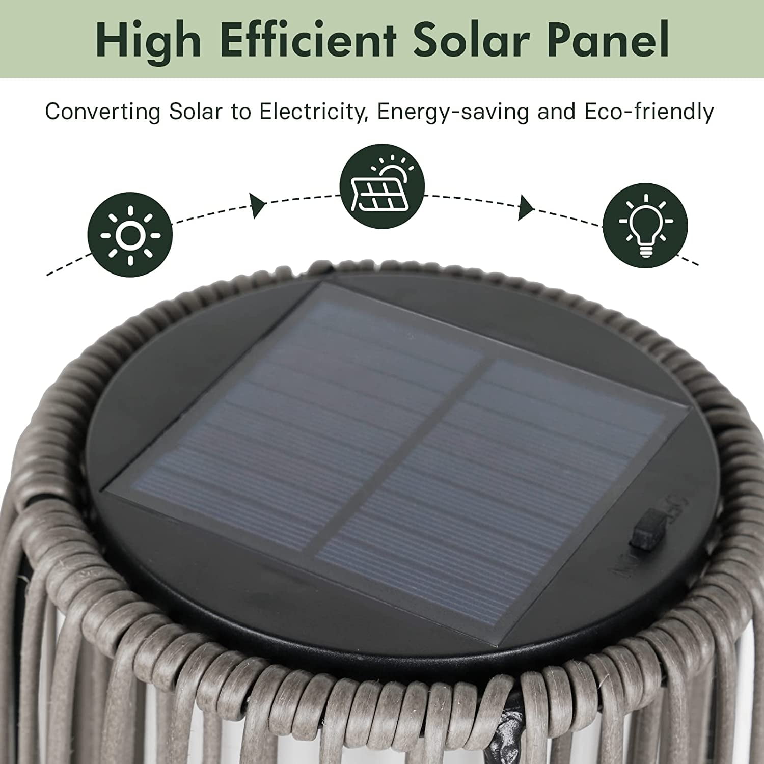 Outdoor Floor Solar Light 2-Pack, All-Weather Wicker Solar Patio Lamp, Gray