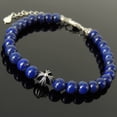 thumbnail image 2 of Lapis Lazuli 8mm Round Shape Smooth Cut Beads 7 inch Adjustable Silver Plated Clasp Bracelet for men, women, unisex. Link Chain Stacking Bracelet.|LINK_04414, 2 of 5