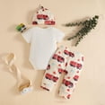 thumbnail image 4 of Kogui Outfit Baby Boy Newborn Baby Boys 2PCS Pants Sets Short Sleeve Romper Print Pants Sets Summer Clothes 0 3 6 9 12 18 24 Months (White,12-18 Months), 4 of 6