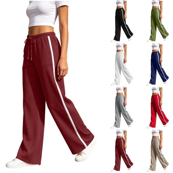 Light Weight Pants for Women Zaewscy Fashion Women Casual High Waist Loose Straight Solid Pants Suit Wide Leg Pants Wine S