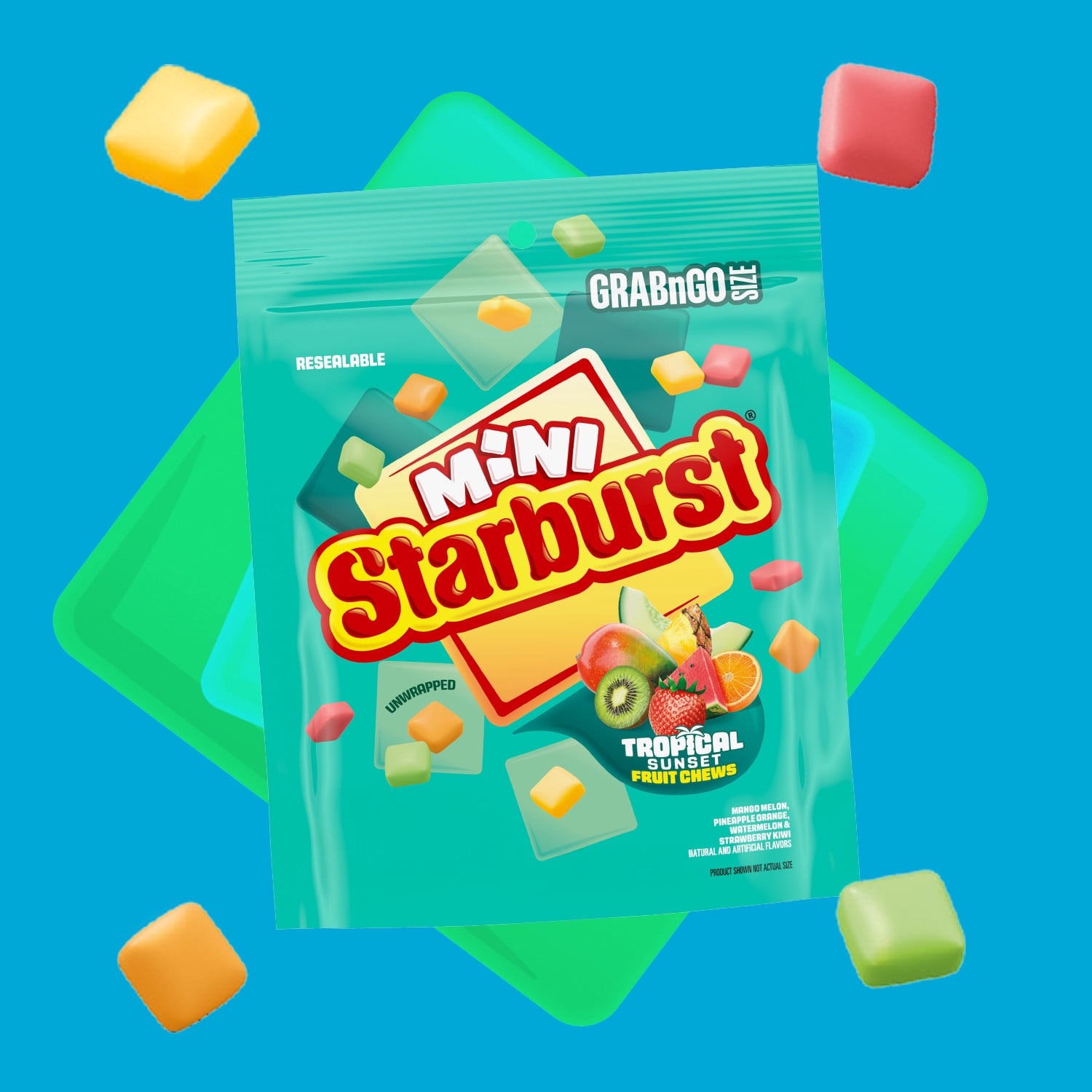 Starburst Minis Tropical Sunset Unwrapped Fruit Chews, Grab'N'Go - 7.2 oz Bag